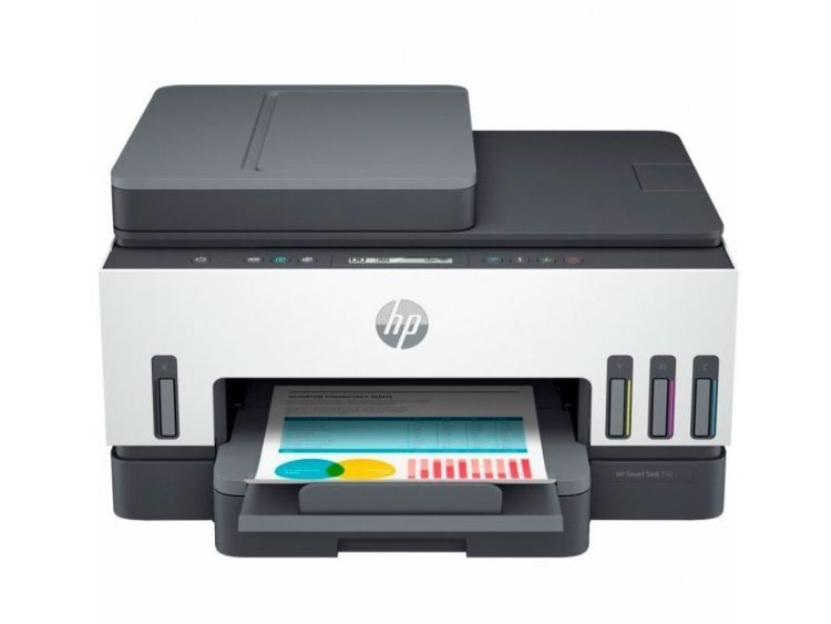 HP - Smart Tank 750 Wireless AiO <6UU47A> (A4, 15 стр/мин, 128Mb, струйное МФУ, LCD, USB2.0, WiFi, двуст.печать, ID Copy, закрытый лоток, ADF, Ethernet)