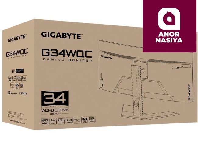 Купить монитор Gigabyte - 34" G34WQC A-EK Curved Gaming Monitor, VA, 144z, 1mc, UHD (3440 х 1440), HDMI, DisplayPort, USB, Black в Ташкенте