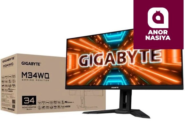 Купить монитор Gigabyte - 34" M34WQ-EK Gaming Monitor, IPS, 144z, 1mc, UHD (3440 х 1440), HDMI, DisplayPort, Type C, Black в Ташкенте