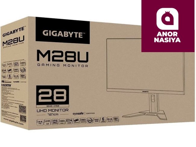 Купить монитор Gigabyte - 28" M28U-EK KVM Gaming Monitor, IPS, 144z, 1mc, UHD (3440 х 1440), HDMI, DisplayPort, Type C, USB, Black в  Ташкенте